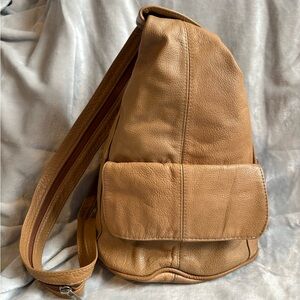 Brown Leather Convertible Backpack Sling Bag